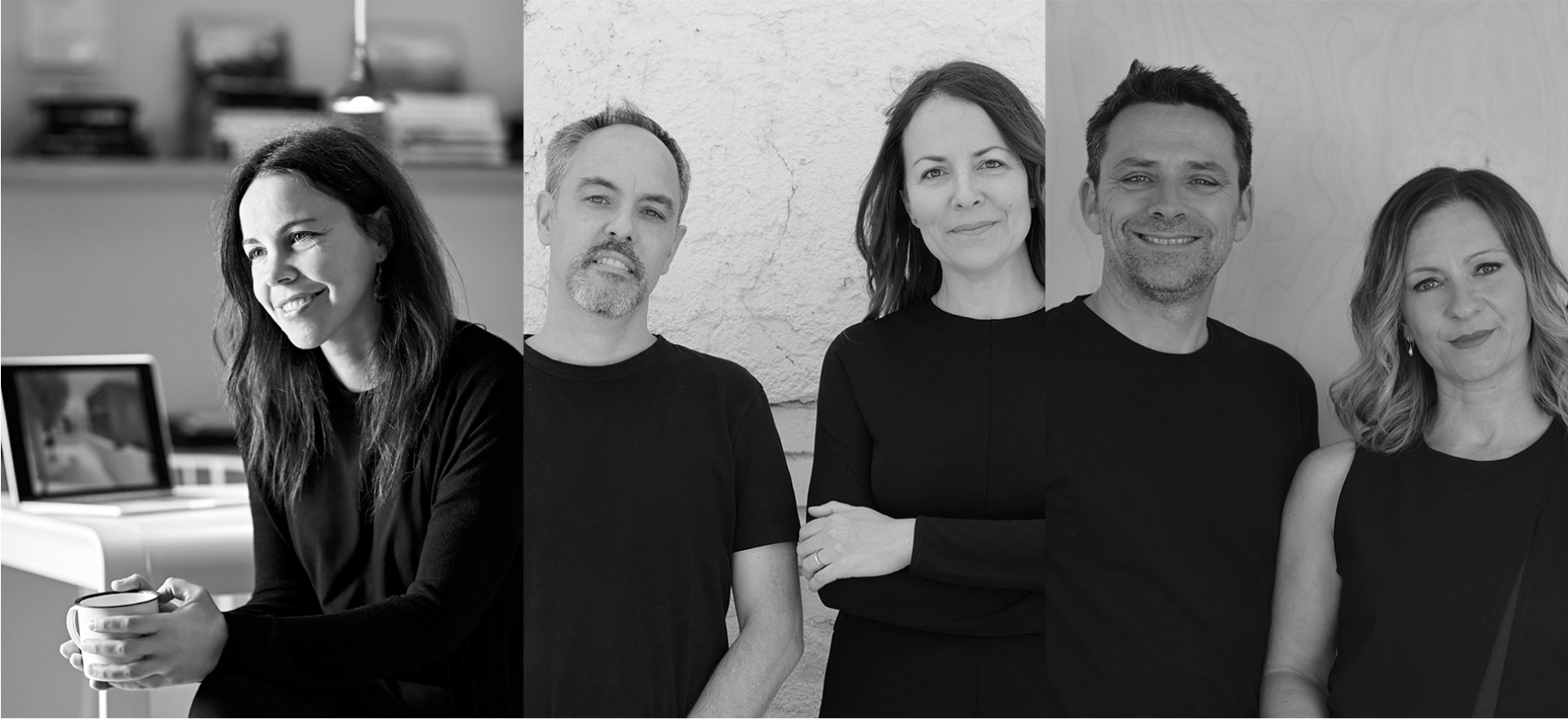 Da sinistra, l’interior designer Susanna Cots, gli architetti Hunter Fleetwood e Mariapaz Fernandez e i progettisti Robert Nerlich e Kate McMahon.